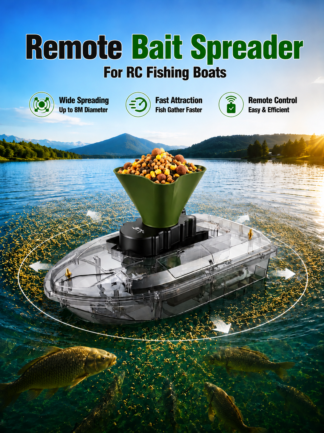 Remote Bait Spreader for RC Fi - Fishing Boat Oar incelemesi ve fiyatı