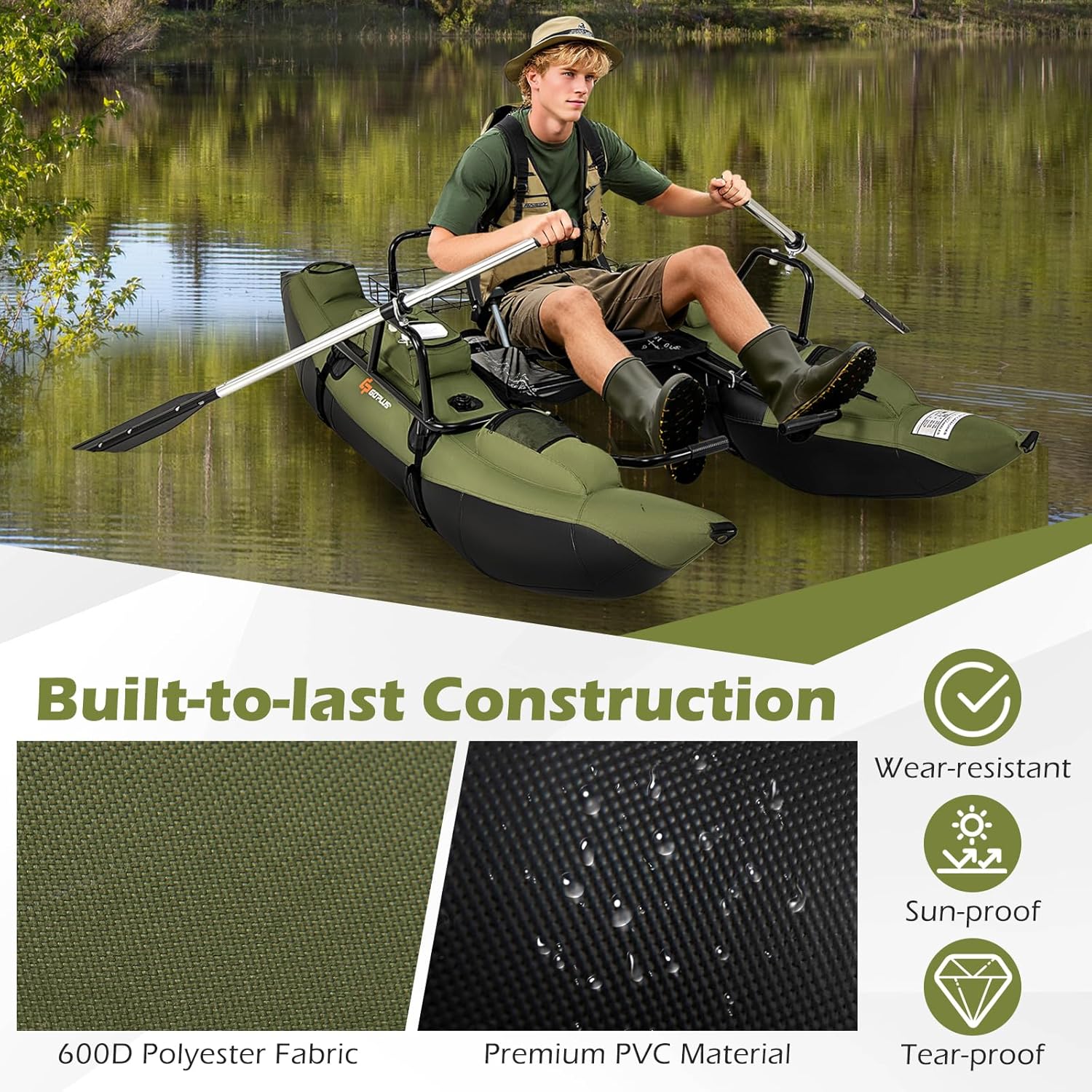 Adult Inflatable Belly Boat wi - Fishing Boat Paddle incelemesi ve fiyatı