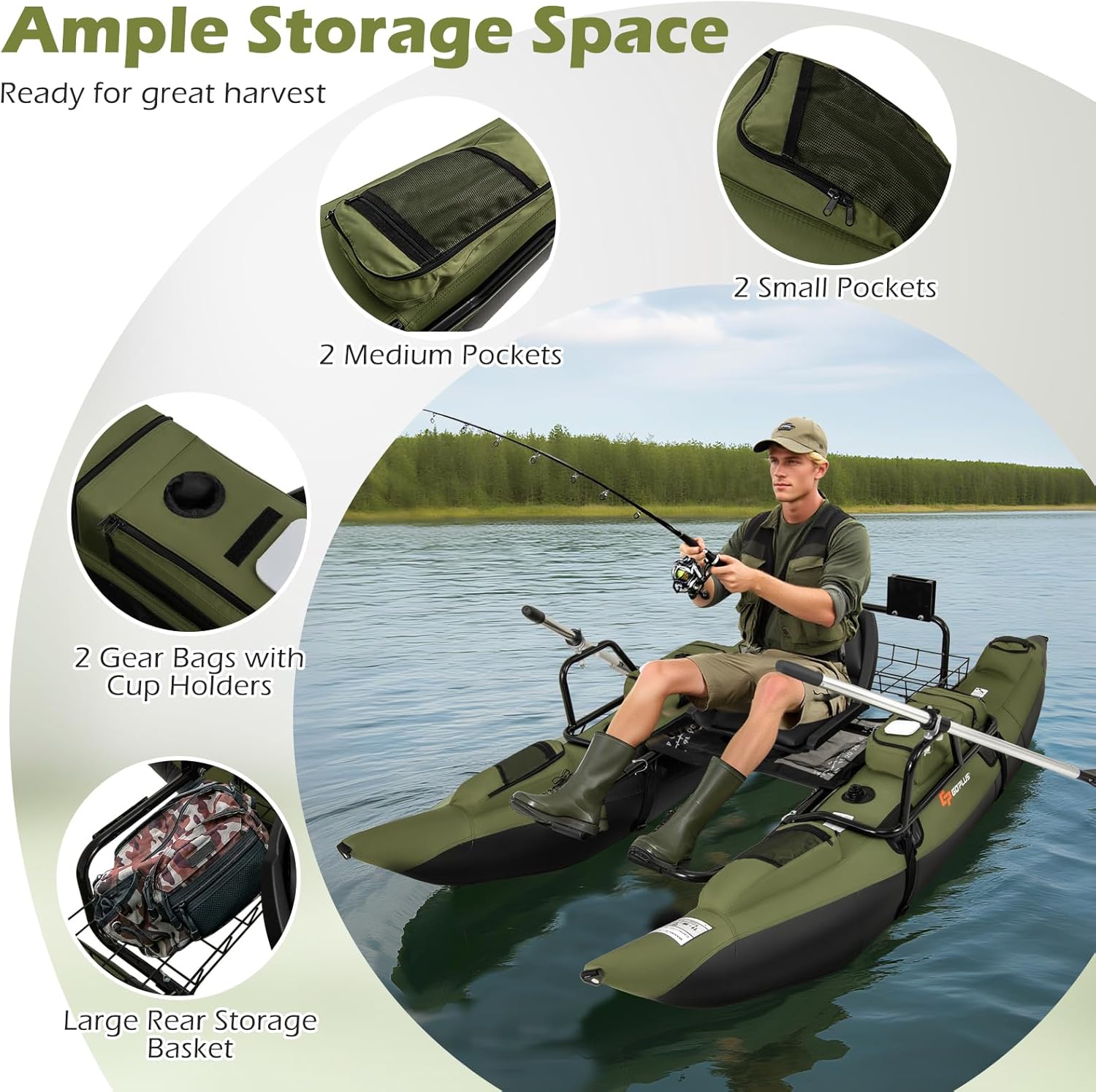 Adult Inflatable Belly Boat wi - Fishing Boat Paddle incelemesi ve fiyatı