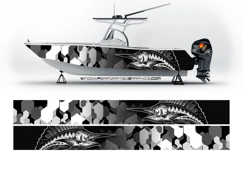 Camo Black and White Marlin Fi - Fishing Boat Trailer incelemesi ve fiyatı