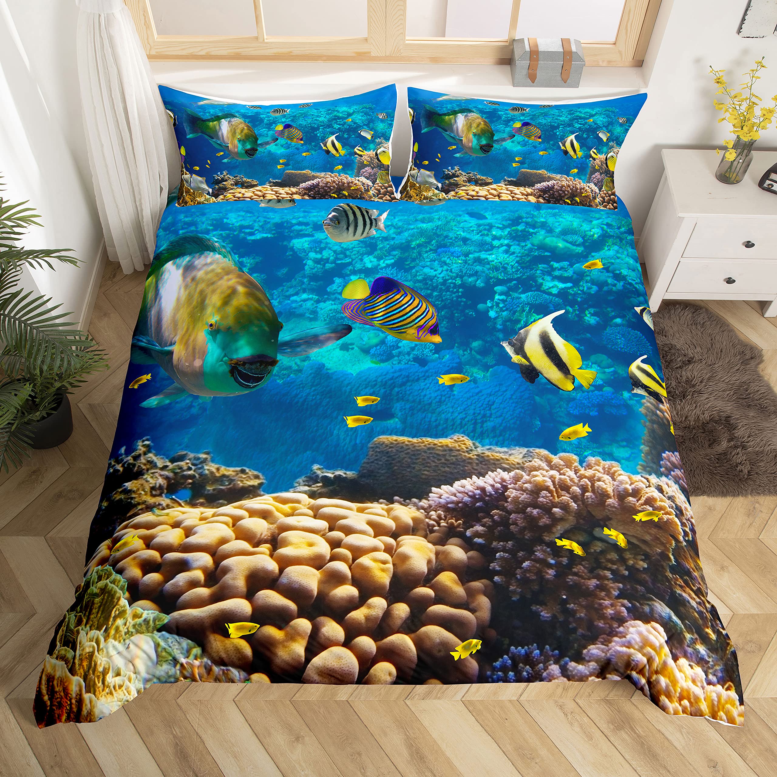 Fish Duvet Cover Set Ocean Bed - Fishing Boat Cover incelemesi ve fiyatı