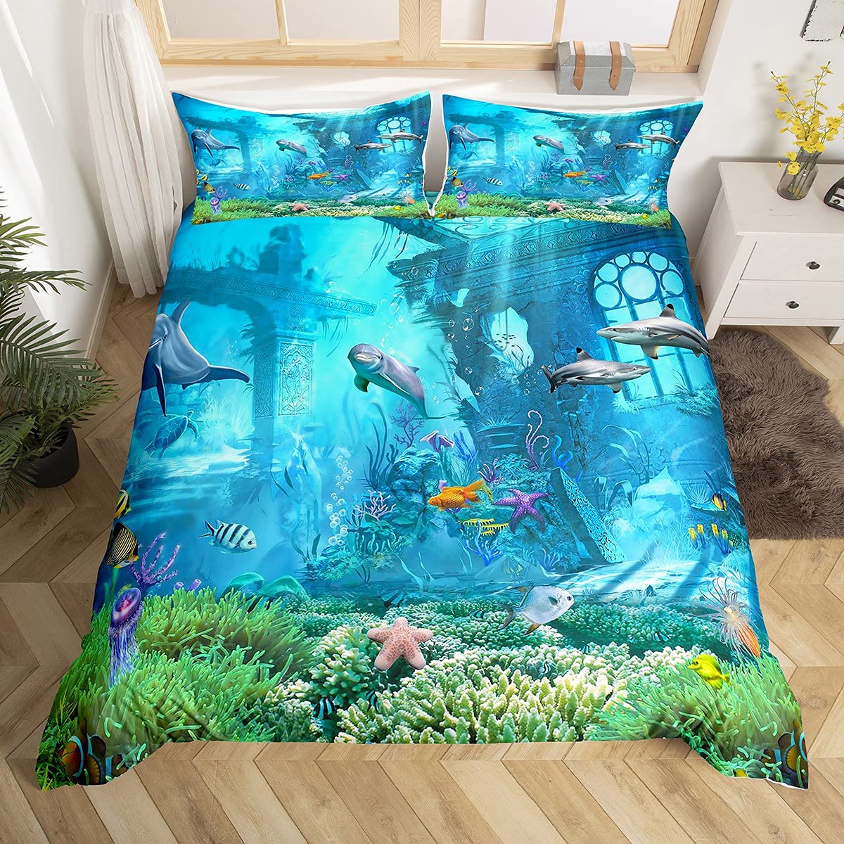 Fish Duvet Cover Set Ocean Bed - Fishing Boat Cover incelemesi ve fiyatı
