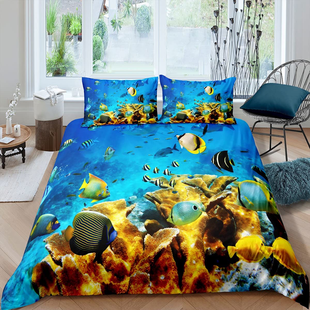 Fish Duvet Cover Set Ocean Bed - Fishing Boat Cover incelemesi ve fiyatı
